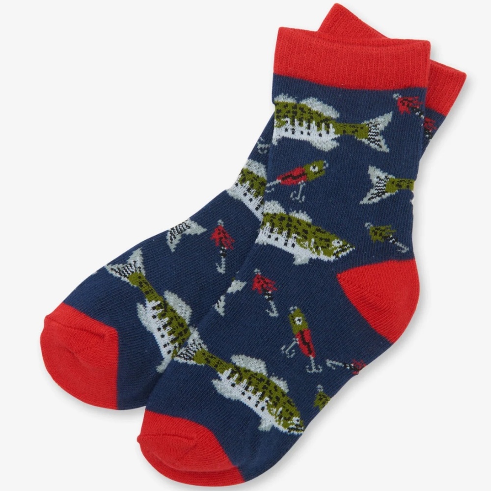 NWT Kids 2-4 yo Crew Sock - Gone Fishin'
